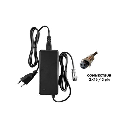 Pack Chargeur avec adaptateur 36V ➡️ 42V / 2A (connecteur XLR)
